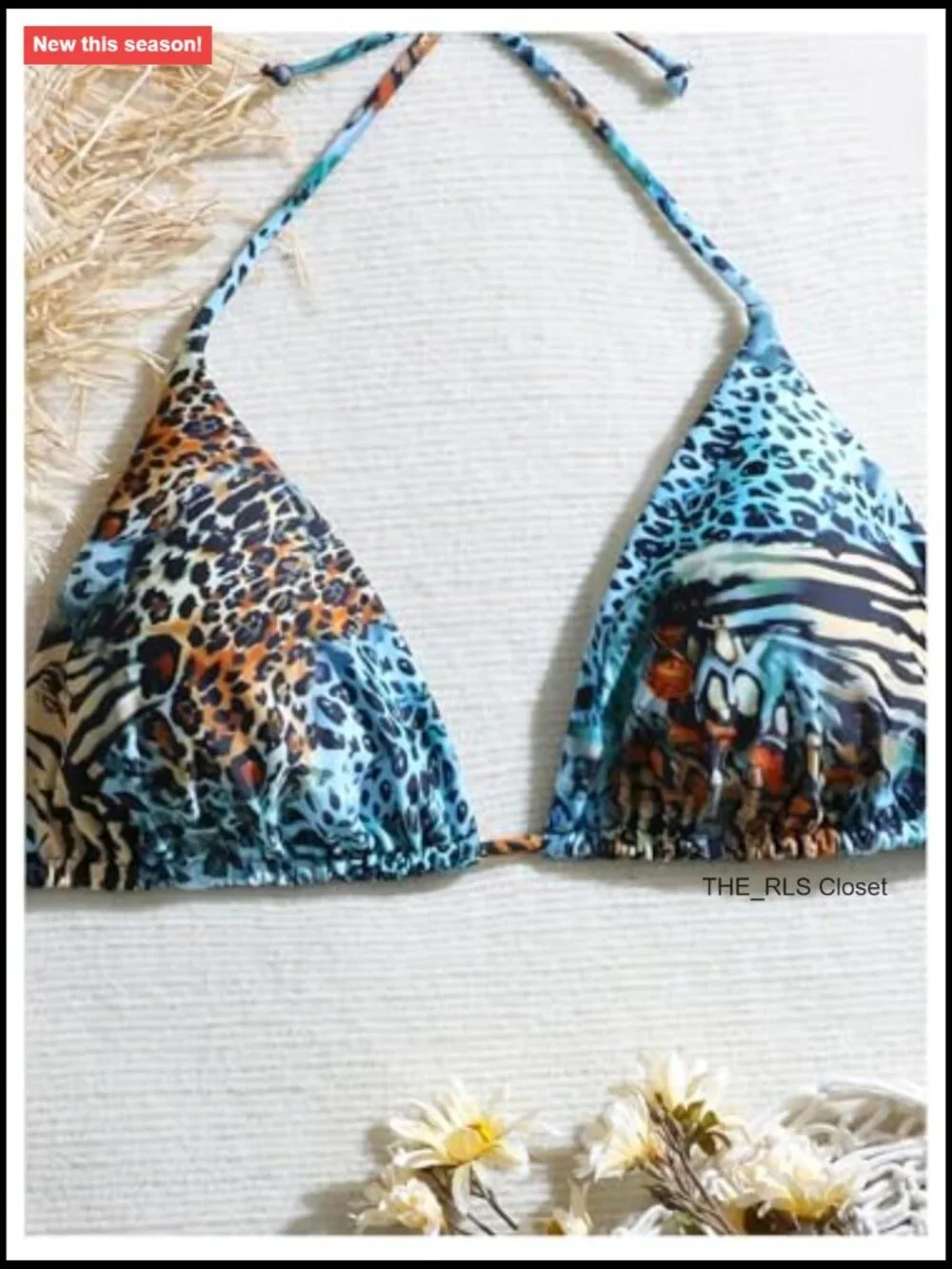 Plus Size Halter Triangle Bikini Top with Removable Padding